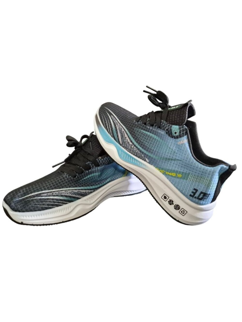 TW Mens Running Shoes Size 41 Black Blue Lightweight Breathable Sneakers.